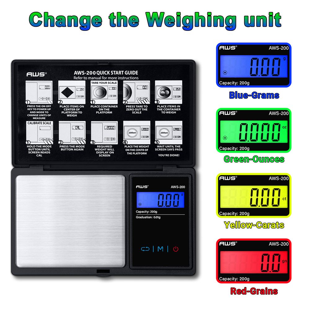 AWS Digital Pocket Scale Series - 200g x 0.01g / Black