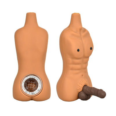 Chiseled Person w/ Penis Silicone Pipe - 4.25" 6pcs