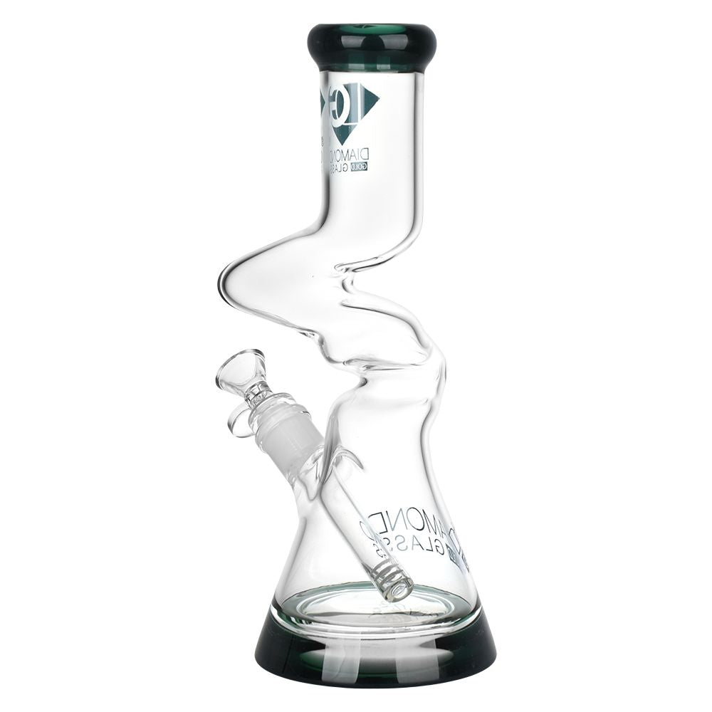 Diamond Glass Gold Zong Beaker Water Pipe - 11" / 14mm F / Colors Vary