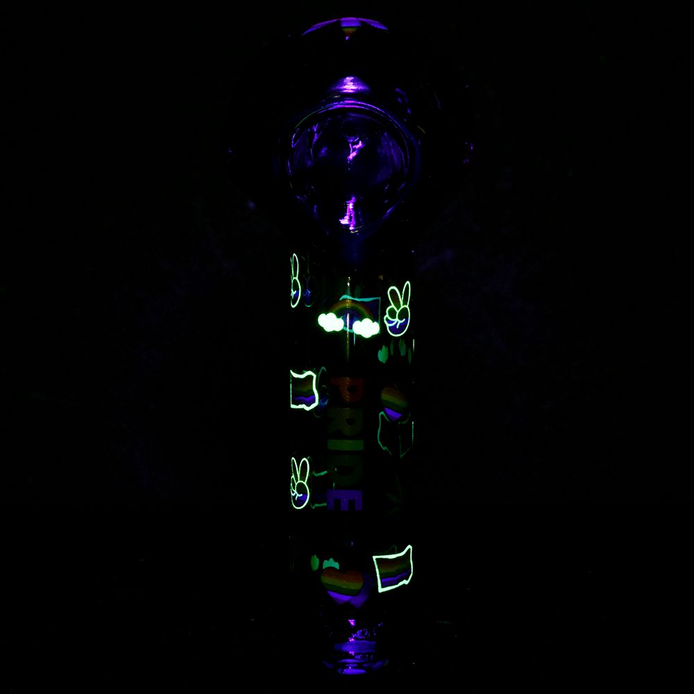 Pride Glow In The Dark Glass Spoon Pipe - 5.25"/ 3ct