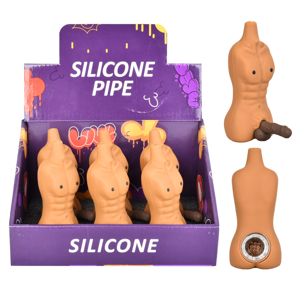 Chiseled Person w/ Penis Silicone Pipe - 4.25" 6pcs