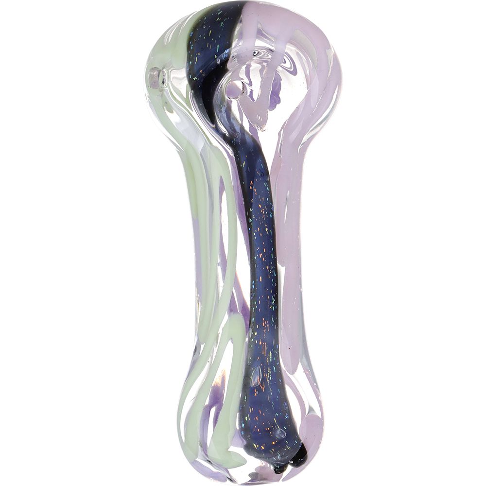 Icing On The Side Dichro Stripe Glass Spoon Pipe - 3.75"