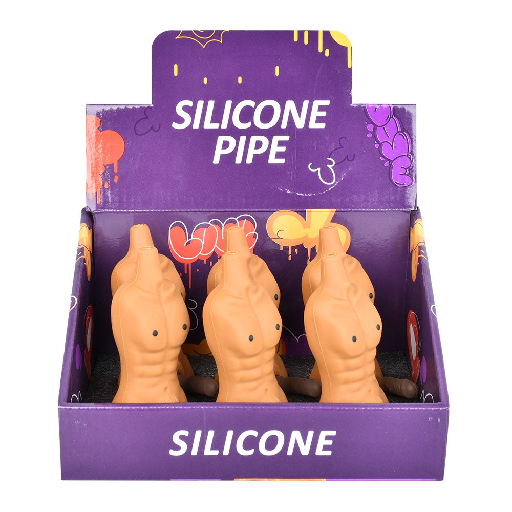 Chiseled Person w/ Penis Silicone Pipe - 4.25" 6pcs