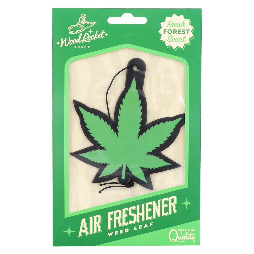 Wood Rocket Car Air Freshener - Green Hemp Leaf / Forest Scent